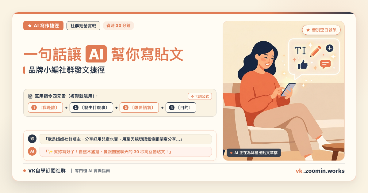一句話讓 AI 幫你寫貼文——品牌小編社群發文捷徑